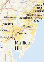 NJ Map With Location of Mullica Highlighted