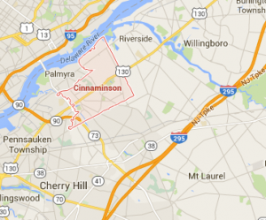 Google Map With Cinnaminson Township highlighted