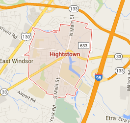 Map of Highstown depicting the various roadways where a DWI stop and arrest can occur